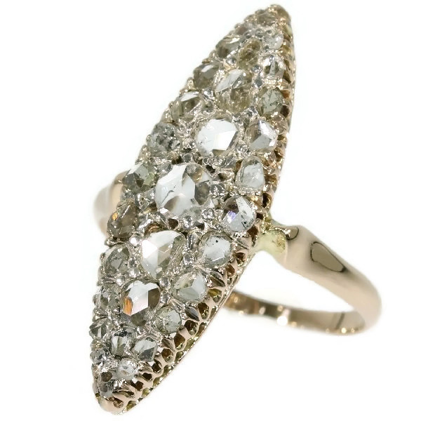 Antique rose cut diamond marquise-shaped ring by Artista Desconocido