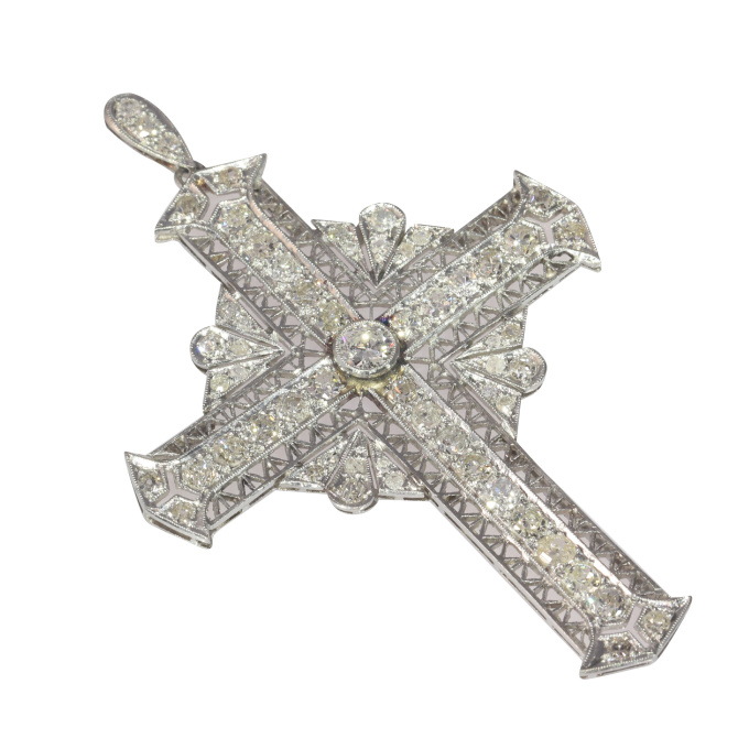 Vintage Art Deco diamond set platinum cross pendant by Unknown artist
