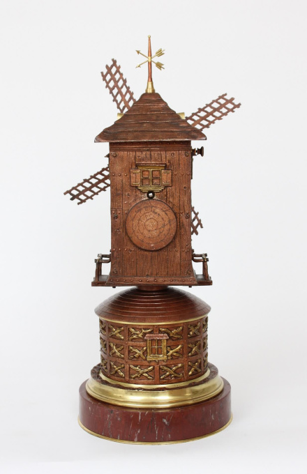 A French animated industrial mantel clock, windmill by Guilmet, circa 1880 by Guilmet