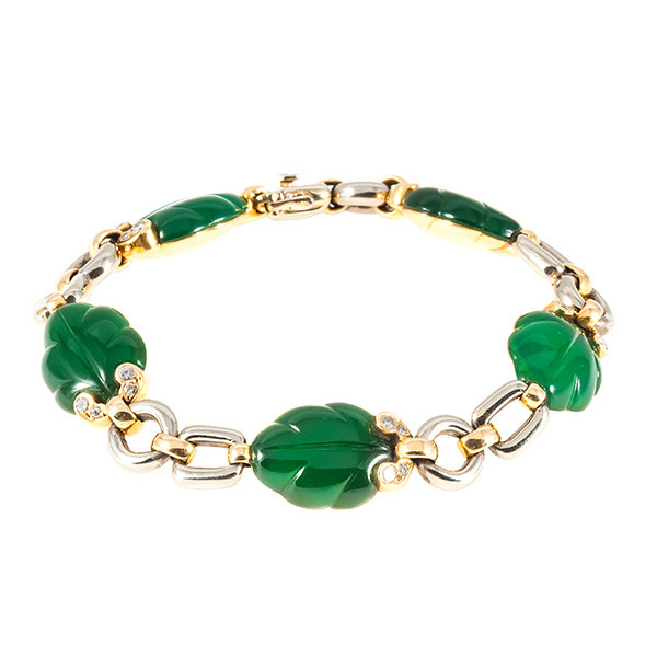 Cartier leaf bracelet with green chalcedony by Cartier