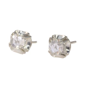 Vintage Art Deco diamond earstuds with rose cut diamonds by Onbekende Kunstenaar