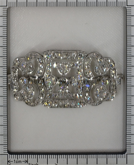 Vintage 1920's Art Deco platinum diamond brooch by Unknown artist