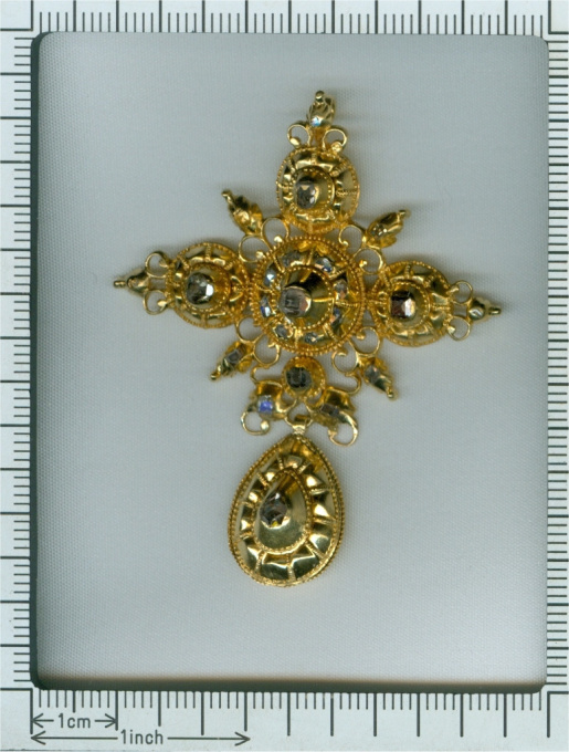 Genuine 17th Century Baroque gold and diamond cross by Unknown Artist
