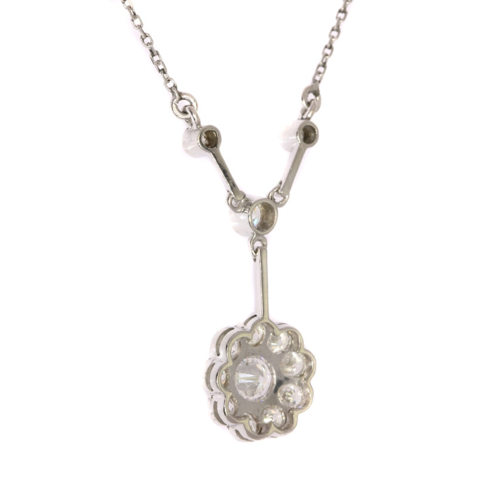 Vintage Art Deco platinum diamond chandelier necklace by Onbekende Kunstenaar