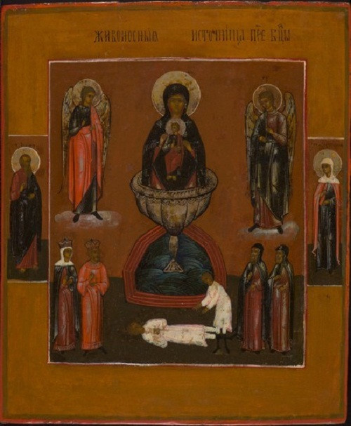 Central Russian icon: The Mother of God of the Life giving Source  by Onbekende Kunstenaar