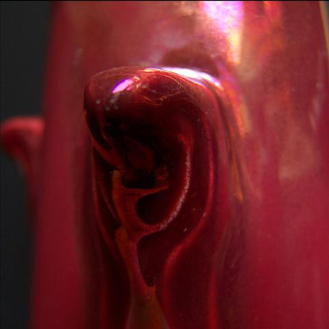 Ceramic deep red vase from Rambervillers by Onbekende Kunstenaar