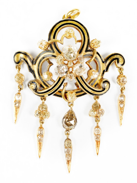 Holbeinesque pendant with diamonds and enamel by Unknown Artist
