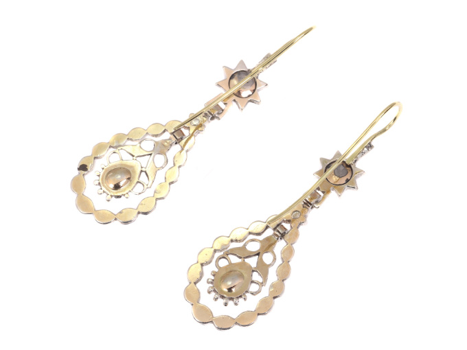 Antique Flemish diamond long pendent earrings late Georgian early Victorian period by Artista Desconocido