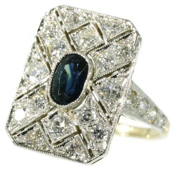 Diamond and sapphire Art Deco engagement ring by Unknown Artist
