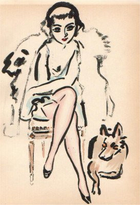 Girl with dog by Kees van Dongen