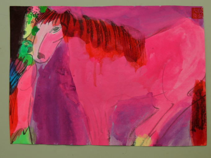 Pink horse by Walasse Ting