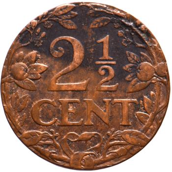 2 1/2 cent Wilhelmina Pr – ON 1 CENT BLANK by Onbekende Kunstenaar