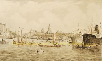 Havengezicht Rotterdam  by Rensburg Eugène