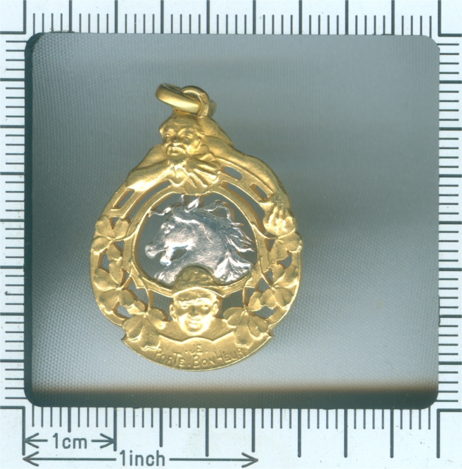 Antique French gold good luck charm, good luck token for horse races by Unknown artist