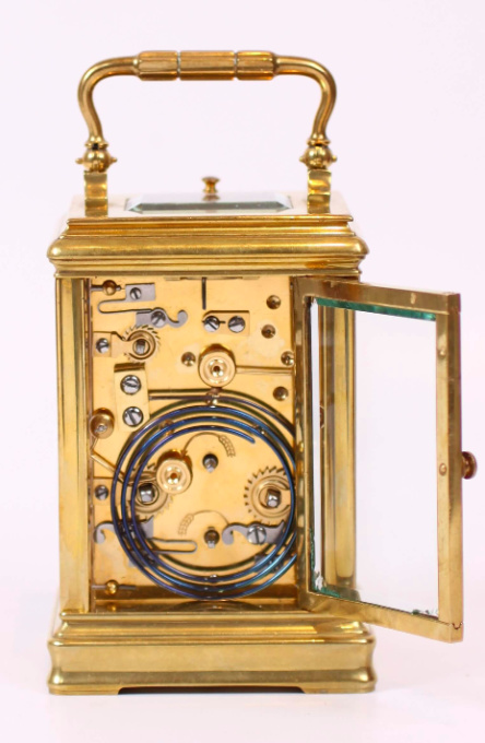A French brass carriage clock with alarm, circa 1890 by Artista Sconosciuto