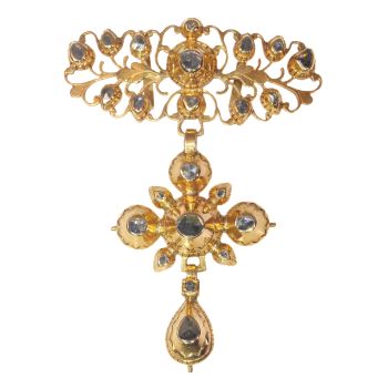 Antique Georgian 18K gold diamond cross pendant by Unknown Artist