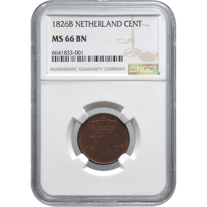 1 cent Brussels William I NGC MS 66 BN by Onbekende Kunstenaar