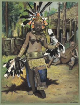 Young girl performing the hornbill dance by Ernst Agerbeek