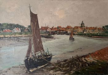 Moored vessel near Nieuwpoort by Georg Hambüchen