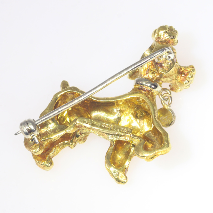 Vintage Fifties 18K yellow gold poodle brooch by Unknown Artist