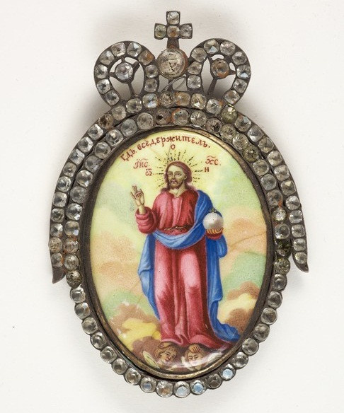Russian enamelled icon: The Risen Savior by Unknown artist