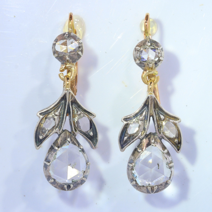 Vintage antique diamond rose cut earrings by Artista Sconosciuto
