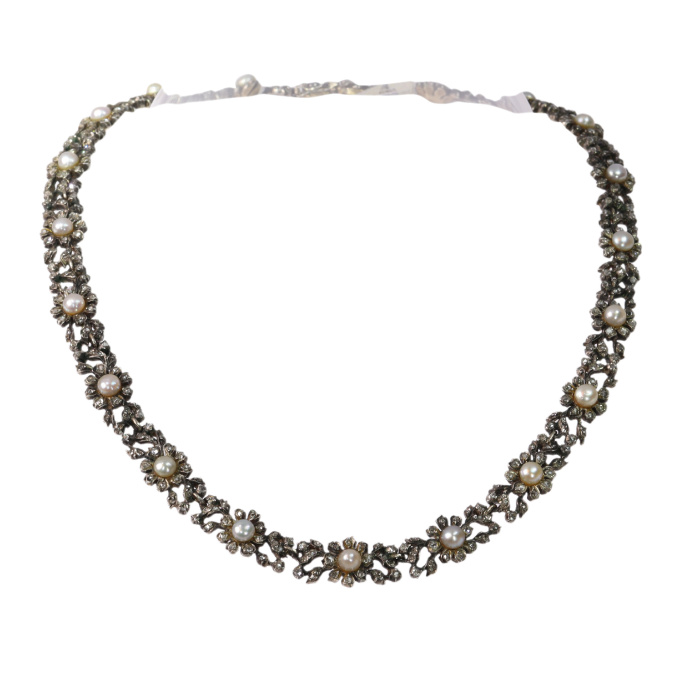 Victorian Elegance: A Diamond and Pearl Choker of Timeless Grace by Unknown artist