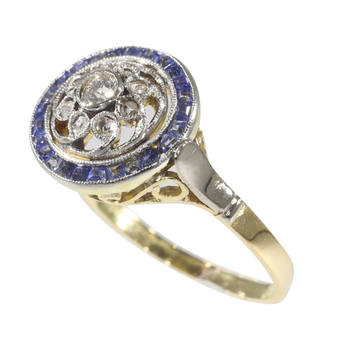 Vintage Art Deco diamond and sapphire ring by Unknown artist