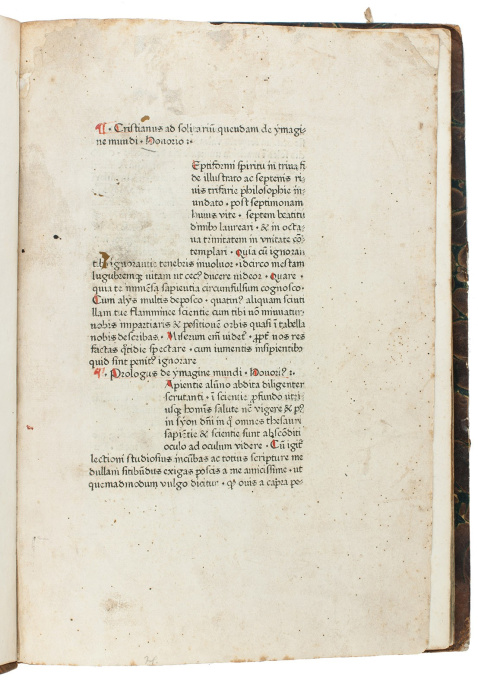 1472 incunabula of an encyclopaedia of the world, containing references to Arabia, Syria, Palestine, and the Saracens by Honorius Augustodunensis
