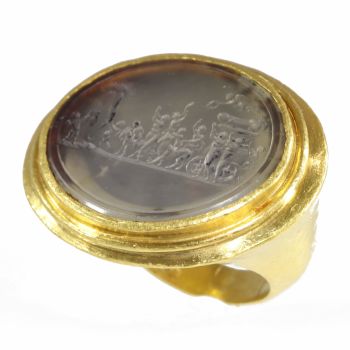 Gold 18th Century erotic intaglio ring The triumph of Priapus"" by Unknown Artist