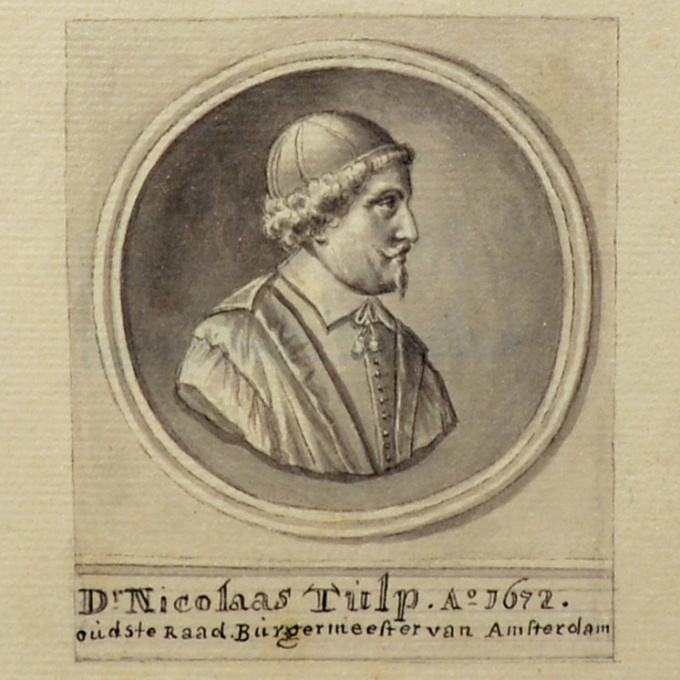 Framed trompe l’oeil of silver medal of Dr. Nicolaes Tulp, mayor of Amsterdam, by Antonina Houbraken, 1686-1736 by Unknown Artist