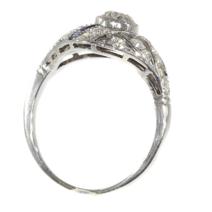 Original Vintage Art Deco ring white gold diamonds and sapphires by Onbekende Kunstenaar