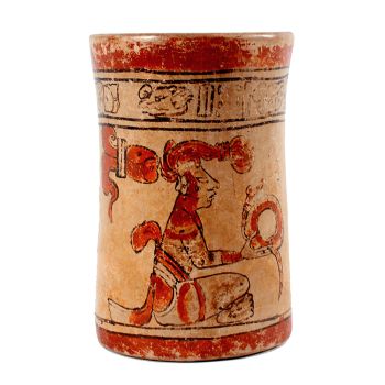  Central American Mayan polychrome cylindrical vessel by Artiste Inconnu