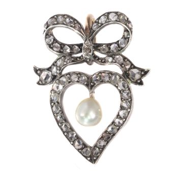 Antique Victorian diamond heart pendant by Unknown Artist