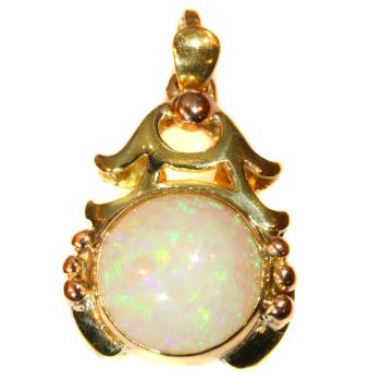 Vintage multi colour gold pendant with cabochon opal Style Japonais by Unknown Artist
