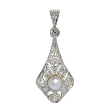 Vintage 1920's Art Deco diamond and pearl pendant by Artista Desconhecido