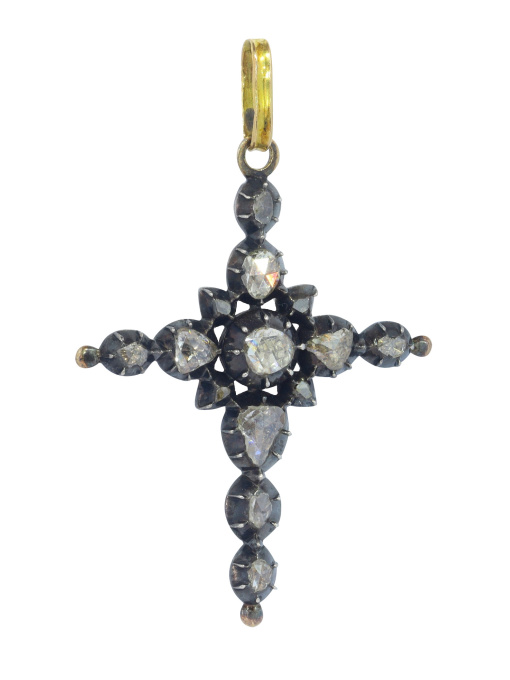 Antique Victorian rose cut diamond cross pendant by Artista Sconosciuto