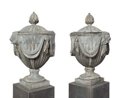A Pair of Lead Garden Vases by Unknown artist