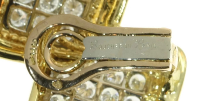 Signed Boucheron Paris estate diamond earclips gold and platinum by Boucheron