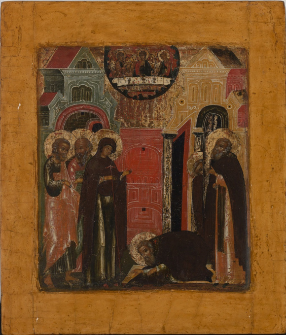 No 6 Vision of Saint Sergius of Radonez Icon by Artiste Inconnu