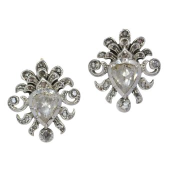 Victorian earrings with large pear shaped rose cut diamonds by Artista Desconhecido
