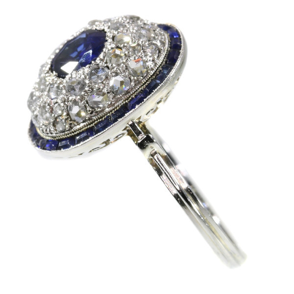 Vintage Art Deco diamond and sapphire engagement ring by Unknown artist