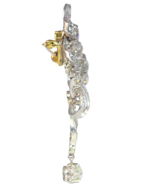 Vintage antique Belle Epoque diamond pendant/brooch with over 8 crt total diamond weight by Unknown Artist