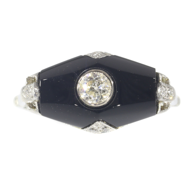Art Deco diamond and onyx ring by Unknown Artist