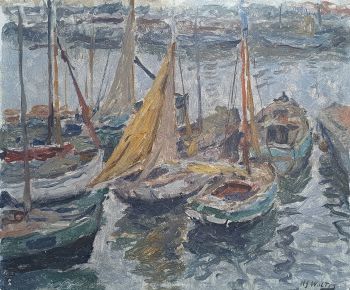 Fishing boats in Tréboul – Vissersschepen in Tréboul by Hendrik Jan 'Henk' Wolter