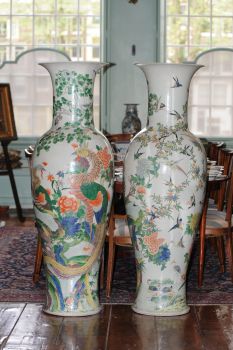 Rare pair of colossal Chinese Famille Rose vases, ca. 1900 by Unknown Artist