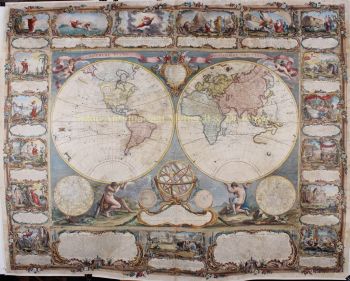 World map, wall map by Gobert Denis Chambon/ Jean Janvier, S.G. Longschamps