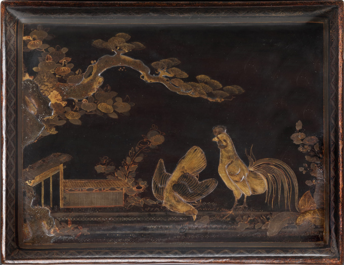 A Japanese lacquer Transitional-style chest in the early pictorial-style by Unknown Artist