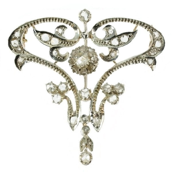 Art Nouveau diamond brooch pendant by Artista Sconosciuto