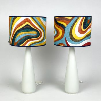 Two stoneware tablelamps with bespoke lampshades – Arabia, Finland between 1964-1971 by Unbekannter Künstler